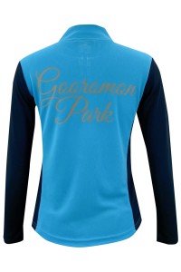 Tailor-made colorblock zipper half chest Polo design hot stamping logo mesh fabric Slim fit Slim waist Functional sweatshirt design company W220 detail view-1
